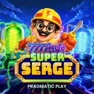 Tampilan layar permainan slot Super Serge dengan robot tukang listrik sebagai karakter utama